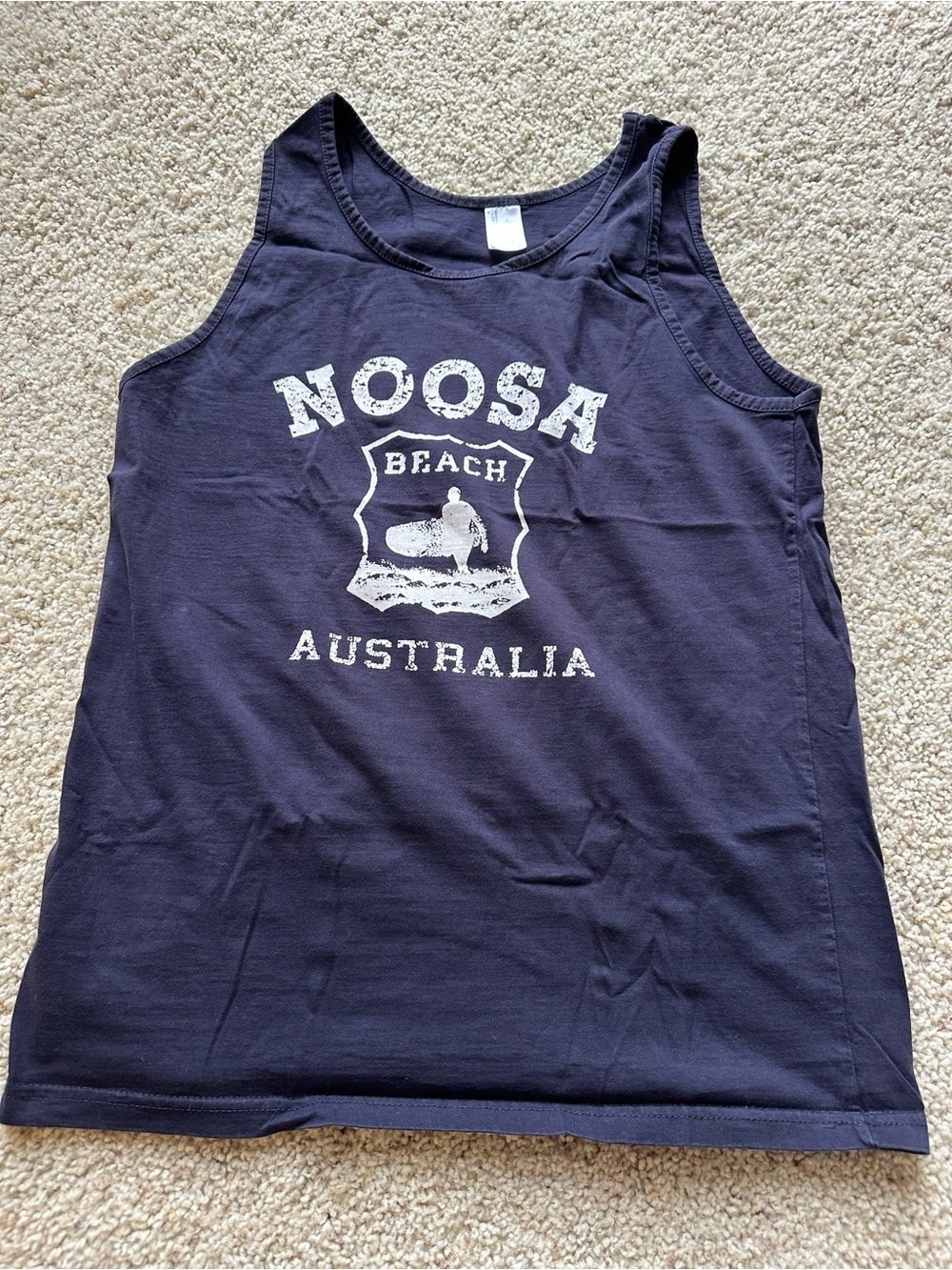 Noosa Beach Australia Graphic Tank Top - Navy with White Print